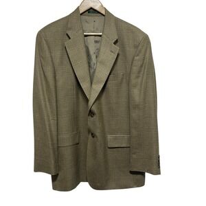 Lauren Ralph Lauren Jacket Mens Size 42 Brown Plaid Wool Blend 2 Button Blazer